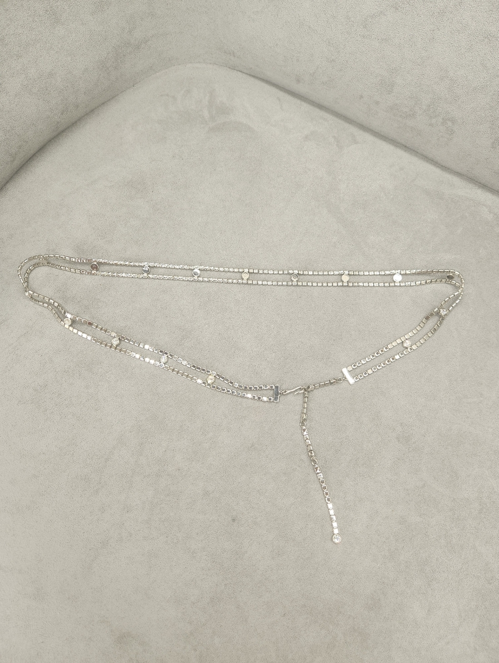 Dainty Hips Belt Women's One Size Silver Tone Metallic Chain Rhinestone Jeweled